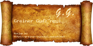 Greiner Gyöngyi névjegykártya